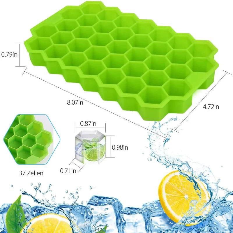 Silicone Ice Cube Tray with Lid - Honey Comb Push Pop Mini Ice Cube Molds