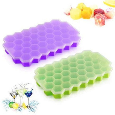 Silicone Ice Cube Tray with Lid - Honey Comb Push Pop Mini Ice Cube Molds