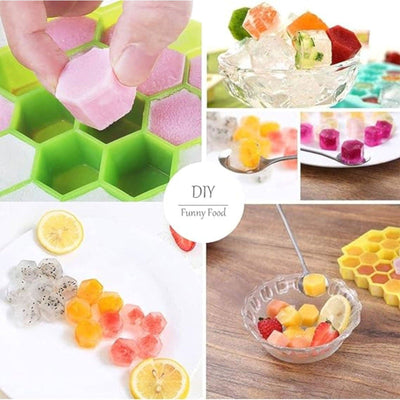 Silicone Ice Cube Tray with Lid - Honey Comb Push Pop Mini Ice Cube Molds